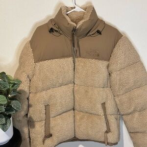 The North Face Brown and Cream Sherpa Jacket